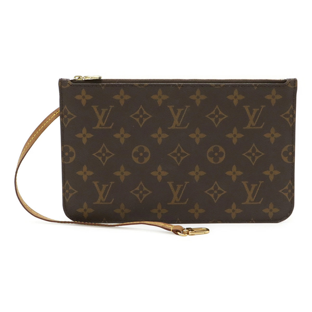 LOUIS VUITTON Monogram Neverfull Pouch Clutch accessory Beige Cream